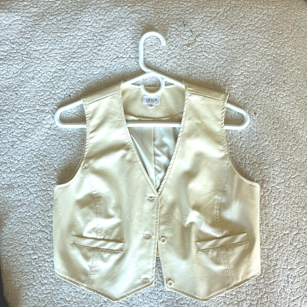 Cream/white faux leather vest LIKE NEW